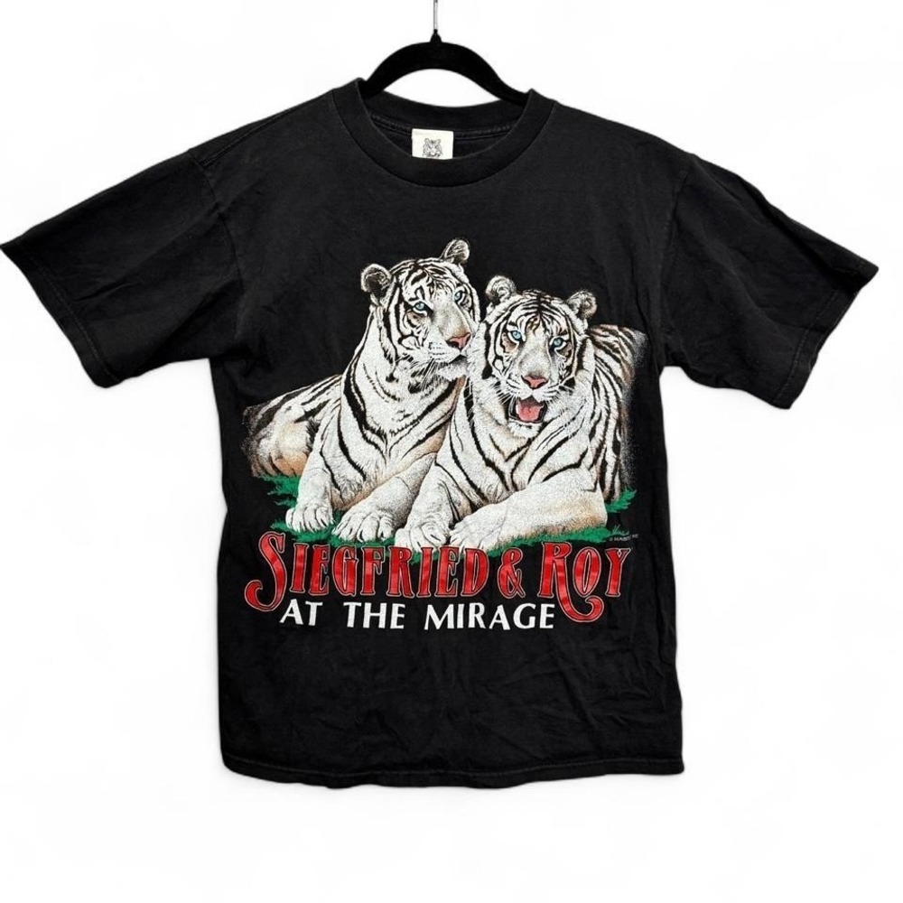 Vintage Siegfried & Roy At The Mirage White Tigers Tee Sz M USA Made Streetwear